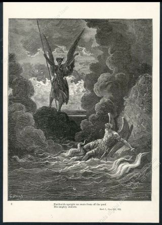 1883 Satan And Beelzebub Paradise Lost Gustave Dore Antique Print