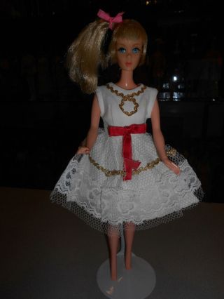 Vintage Barbie Clone Fab - Lu Babs Cassini Suzette Premier Crepe White Lace Dress