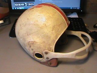 Jc Higgins Football Helmet Small Red/white Sears Roebuck Vintage