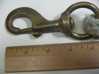 Vintage Brass Swivel Eye Snap Hook Clip Spring Loaded With Brass Rope Clamp 2