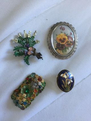 4 Joblot Vintage Antique Brooch Pin Costume Jewellery