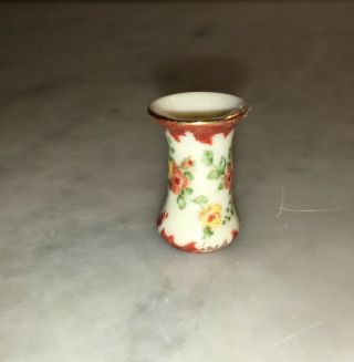 Vintage Dollhouse Miniature Floral Hand Painted Porcelain Lovely Artisan Vase