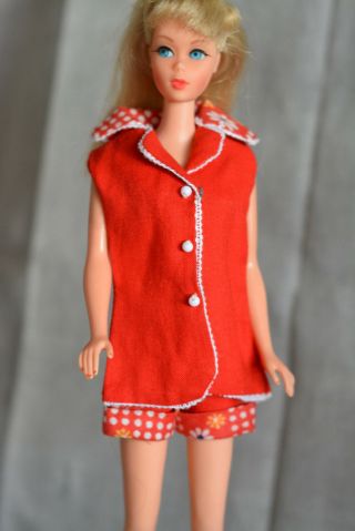 Vintage Barbie Clone Mod Red Top And Hot Pants/shorts Outfit