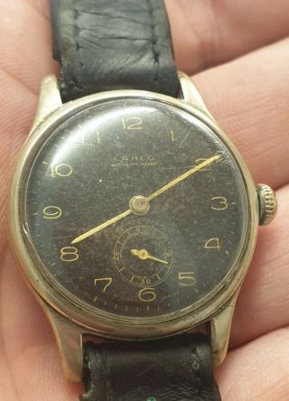 Lanco Waterproof Black Dial 15 Rubis Gents Vintage Watch
