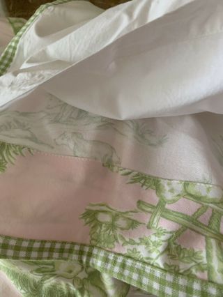 VTG Pottery Barn Kids Pink Gingham Green Drape Panel Pink 44 x 96 French Country 7