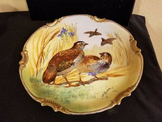 Antique A Coronet Limoges Game Bird Plate A Coronet Limoges 10 1/4 "