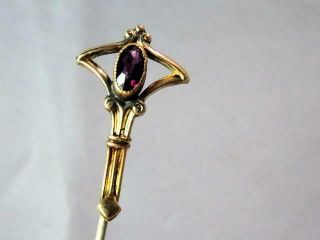 Antique Victorian Gold Filled Stick Pin With Faceted Amethyst Stone