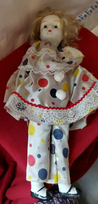 Vintage Clown Porcelain Doll