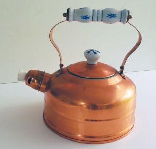 Copper And Porcelain Whistling Tea Pot Teapot Kettle