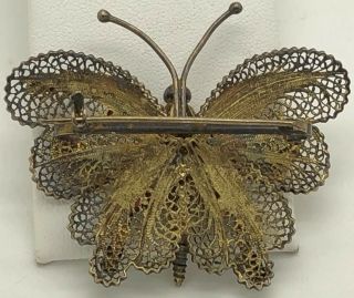 Antique Chinese Export Enameled Butterfly Pin Brooch 2” - 1.  75” 10 Grams Vintage 4