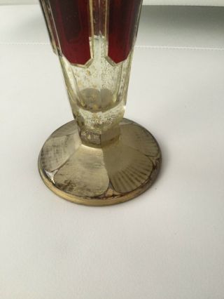 Antique Bohemian Ruby Cut Glass Vase With Gilded Ormolu 3