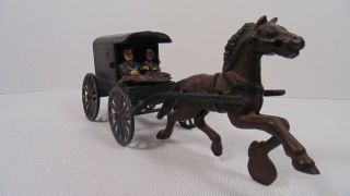 Antique/vintage Cast Iron Toy - - Amish Family,  Wagon And Horse Vgvc