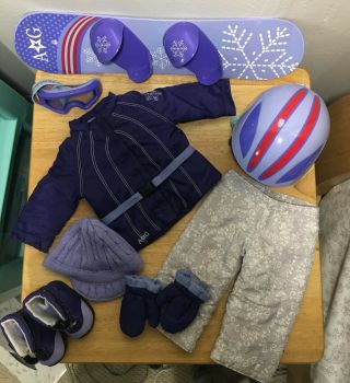 American Girl Doll Complete Snowboard Set Outfit And Accessories - Retired