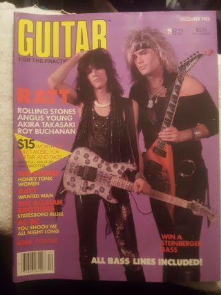 Guitar For The Practicing Musician December 1985 Ratt/ Kiss Poster Still Intact