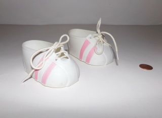 Vintage White And Pink Stripe Sneakers For 18 " Cabbage Patch Kids Dolls Shoes