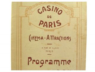 Antique programme Theatre Casino De Paris Cinema Attractions V Barton 2