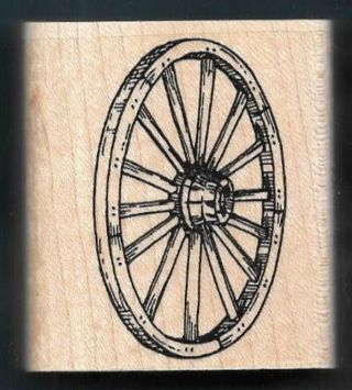 Antique Wagon Wheel Wood Country Ranch Stampin 