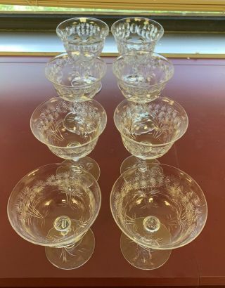 8 Vintage Elegant Brilliant Cut Crystal Stemware Goblets