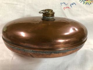 Copper Victorian Era Hot Water Bottle Or Bed Warmer Patina