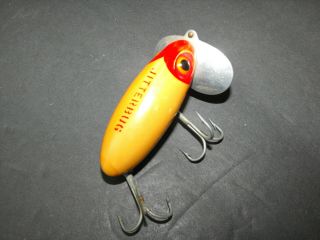 Vintage Fred Arbogast Jitterbug Red/White Scale Topwater Fishing Lure 2