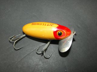 Vintage Fred Arbogast Jitterbug Red/White Scale Topwater Fishing Lure 3