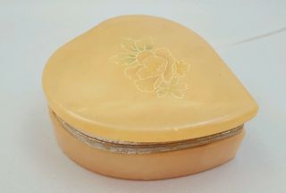Antique/vintage Alabaster Jewelry Box Flowers Heart Shaped