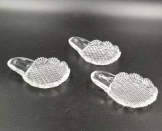 Set Of 3 Antique Brilliant Cut Glass Caviar Plates Scalloped Sawtooth Rim 29