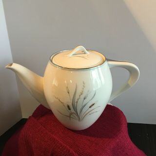 Vintage Style House Simplicity Teapot Fine China Japan White & Wheat Pattern