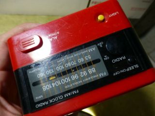 Vintage Red 1980s Sony ICF - A10W AM/FM Alarm Clock - - 3
