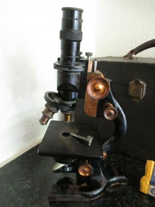 Antique Spencer Binocular Lab Microscope w/ Wood Case Buffalo NY 1890 - 1934 Antiq 7