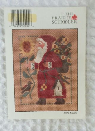 Cross Stitch Prairie Schooler 1994 Santa Cards Vintage Birds Sunflowers Pattern