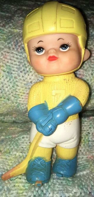 Vintage The First Years Kiddie Production Hockey Player Squeak Toy Rare Korea