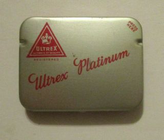 Vintage Ultrex Platinum Condoms Tin - Dean Rubber Co - Kansas City Mo - Antique