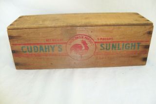 Vintage Cudahys Sunlight Wooden Cheese Box With Red Rooster