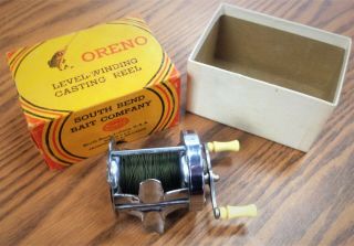 Vintage South Bend Oreno Model A No.  30 Casting Reel W/ Box