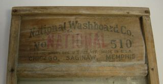 National Washboard Co No 510 Atlantic No 5 Wood Glass Great Patina Chicago Vtg 3