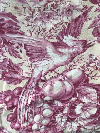 Antique French Plum Toile De Jouy Fabric Panel Project 100/100 Cms Approx