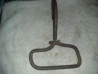 Vintage Antique Blacksmith Hand Forged Iron Hay Primitive Farm Tool Hook Rustic 4