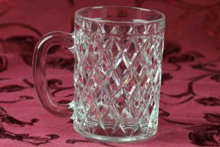 6 Vintage Paul Sebastian Diamond Cross Cut Crystal Glass Coffee Beer Mugs Steins 2