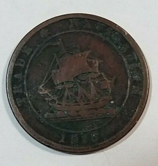 1813 Nova Scotia Trade & Navigation 1/2 Half Penny Token Antique Canada Coin