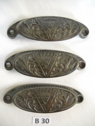 ANTIQUE EASTLAKE CAST IRON DRAWER BIN PULLS 1870S TO 1890S 2
