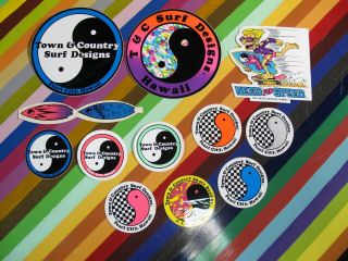Vtg 1970s 1980s T&c Town And Country Surf Street Sticker - Circle Yin Yang Logos