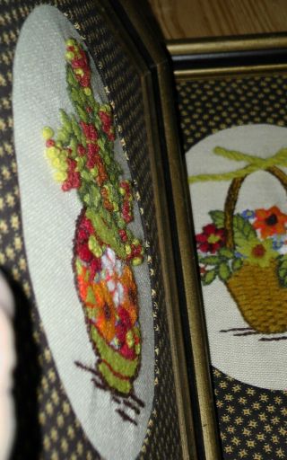 Vintage & Retro CREWEL embroidery art pictures floral wildflowers basket 2