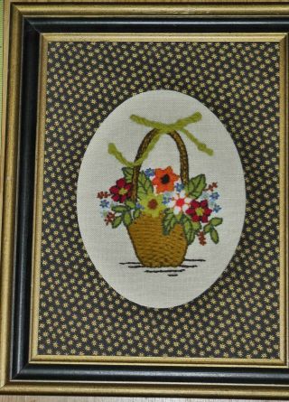 Vintage & Retro CREWEL embroidery art pictures floral wildflowers basket 3