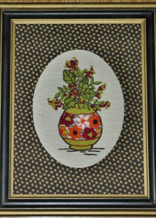 Vintage & Retro CREWEL embroidery art pictures floral wildflowers basket 4