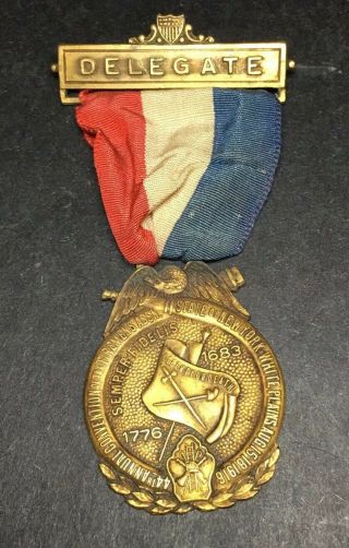 Firemens Association State Of Ny Convention Badge Medal White Plains 1916antique
