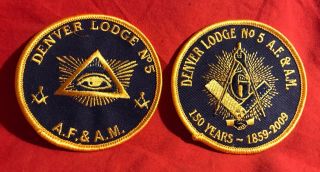 2 Denver Lodge No.  5 Colorado Masonic Freemasonry Patch Set