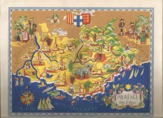 Provinces De France " Provence & Cote D Azur " Map 1951 29,  5cm X 23,  00cm