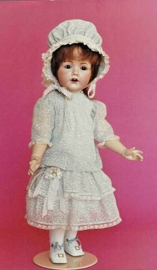 14 - 16 - 18&20 " Antique French Doll Low Waist Bodice Tucks Dress Hat Pattern German
