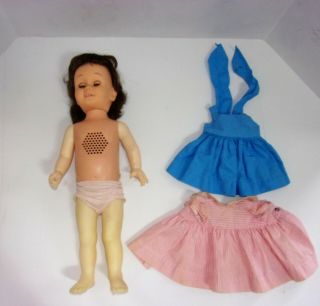 Vintage Mattel Chatty Cathy Dark Hair Dresses & Shoes Makes Some Sound,